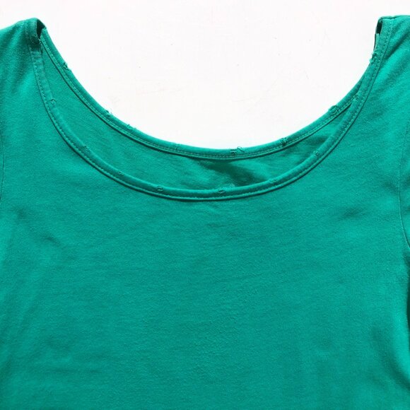 Forever 21 baby tee Y2K size S shamrock green short sleeve cotton distressed vtg - Picture 2 of 8